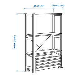 Measurement Illustration - IVAR shelving unit with storage box