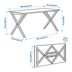 Ilustración de medidas - IKEA PS 2026 mesa plegable