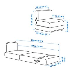 Measurement Illustration - IKEA PS 2026 chair bed