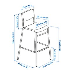 Measurement Illustration - STIG bar stool with backrest