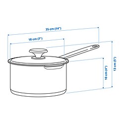 Ilustración de medidas - HEMKOMST cacerola con tapa