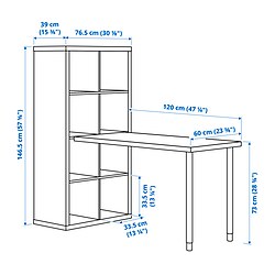 Measurement Illustration - KALLAX/LAGKAPTEN workstation