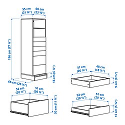 Measurement Illustration - SMÅSTAD/UPPFÖRA bookcase
