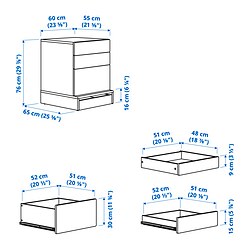 Measurement Illustration - SMÅSTAD/UPPFÖRA 3-drawer chest