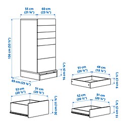 Measurement Illustration - SMÅSTAD/UPPFÖRA 6-drawer chest