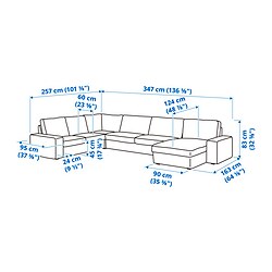 Ilustración de medidas - KIVIK sofá 5 plazas con chaiselongue