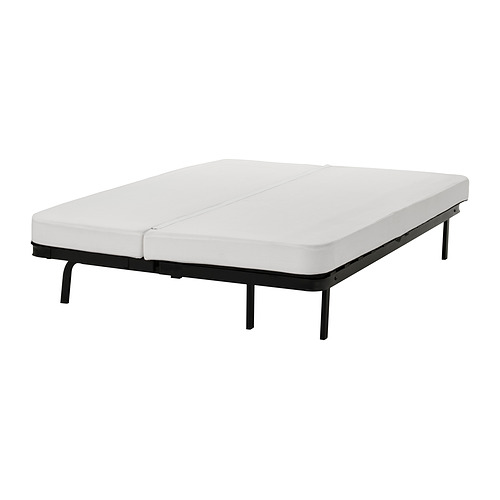 Colchón sofá-cama NYHAMN: blanco, minimalista, poliéster reciclado, muelles ensacados, estructura robusta.