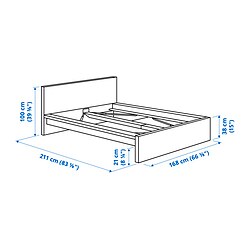 Measurement Illustration - MALM bed frame with mattress