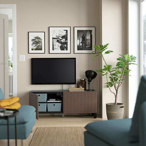 BESTÅ, TV bench with doors. 2 of 7 open dialog