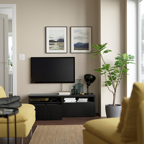 BESTÅ, TV bench with drawer runner, push-open. 2 of 7 open dialog