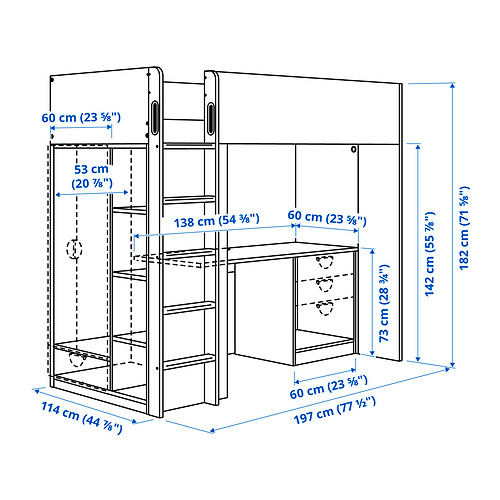 SMÅSTAD, loft bed frame, desk and storage. 4 of 5 open dialog