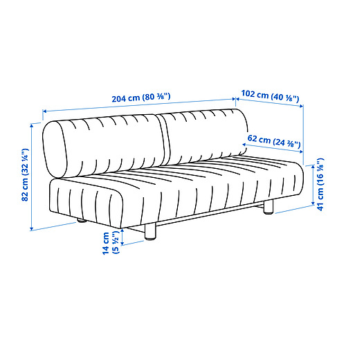 Ilustración con medidas del producto: IKEA PS 2026.