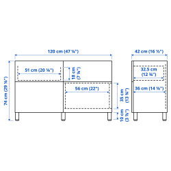 Measurement Illustration - BESTÅ storage combination with doors/drawers