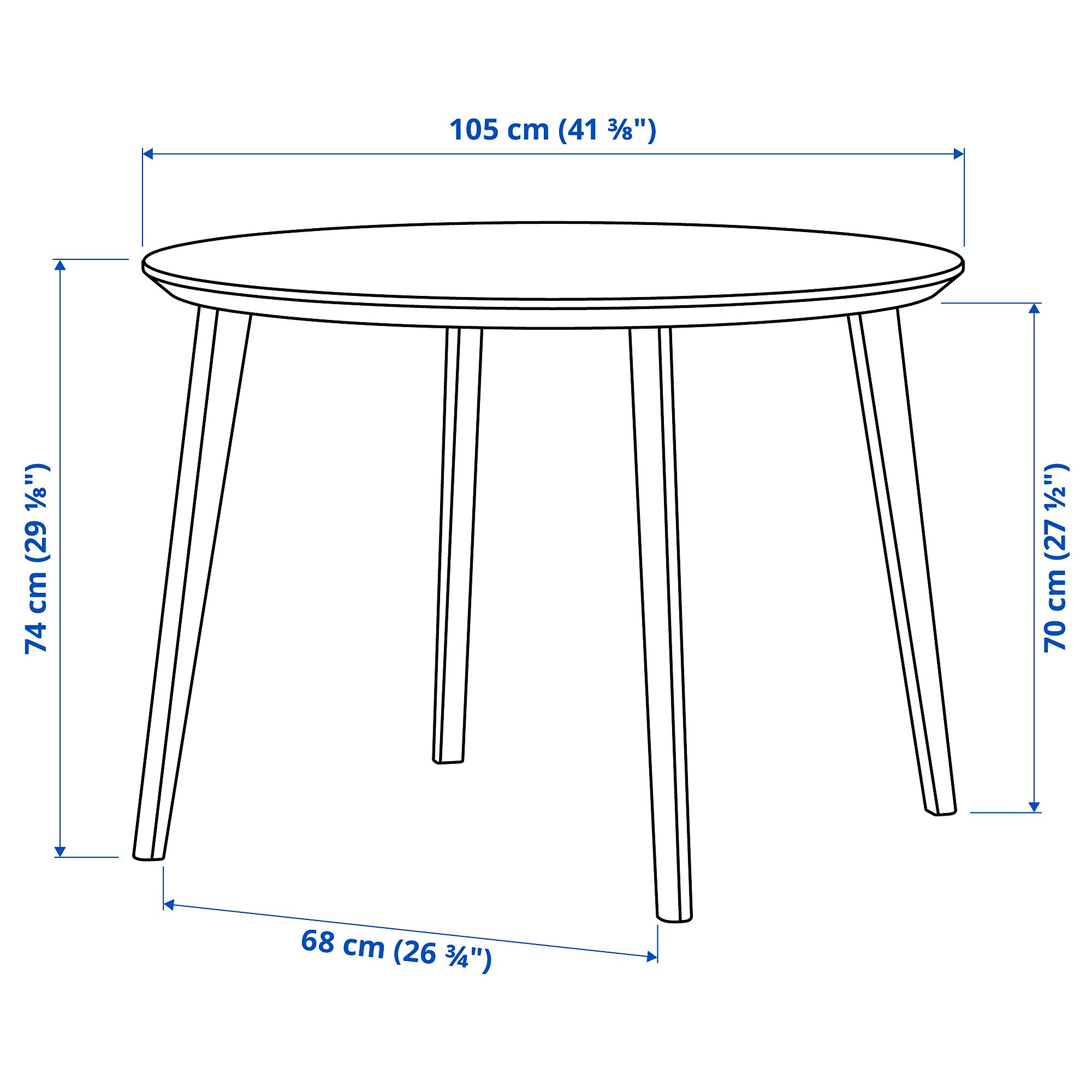 Measurement Illustration - LISABO round  dinig table