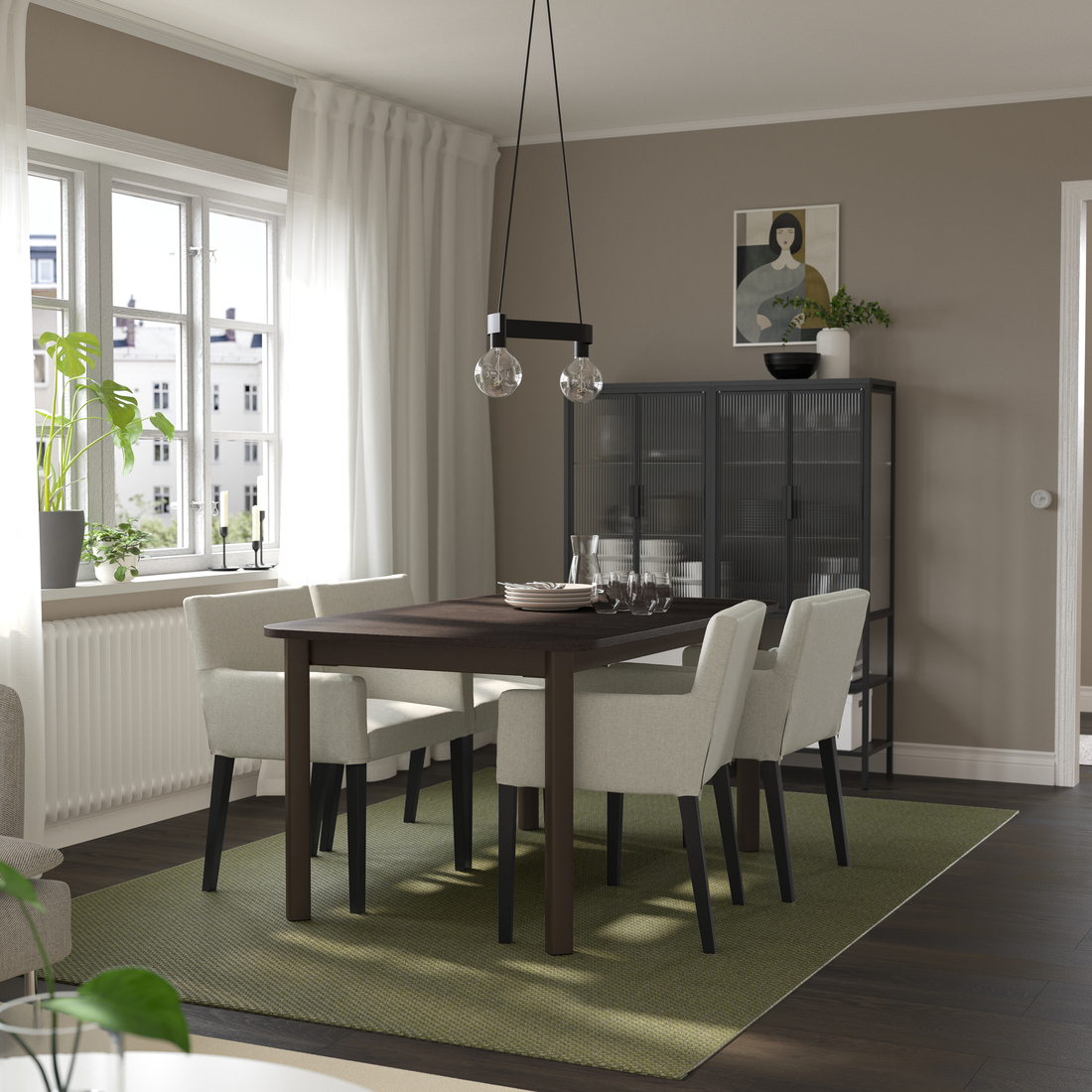 STRANDTORP / MÅRENÄS, extendable dining table and 4 chairs. 2 of 5 open dialog