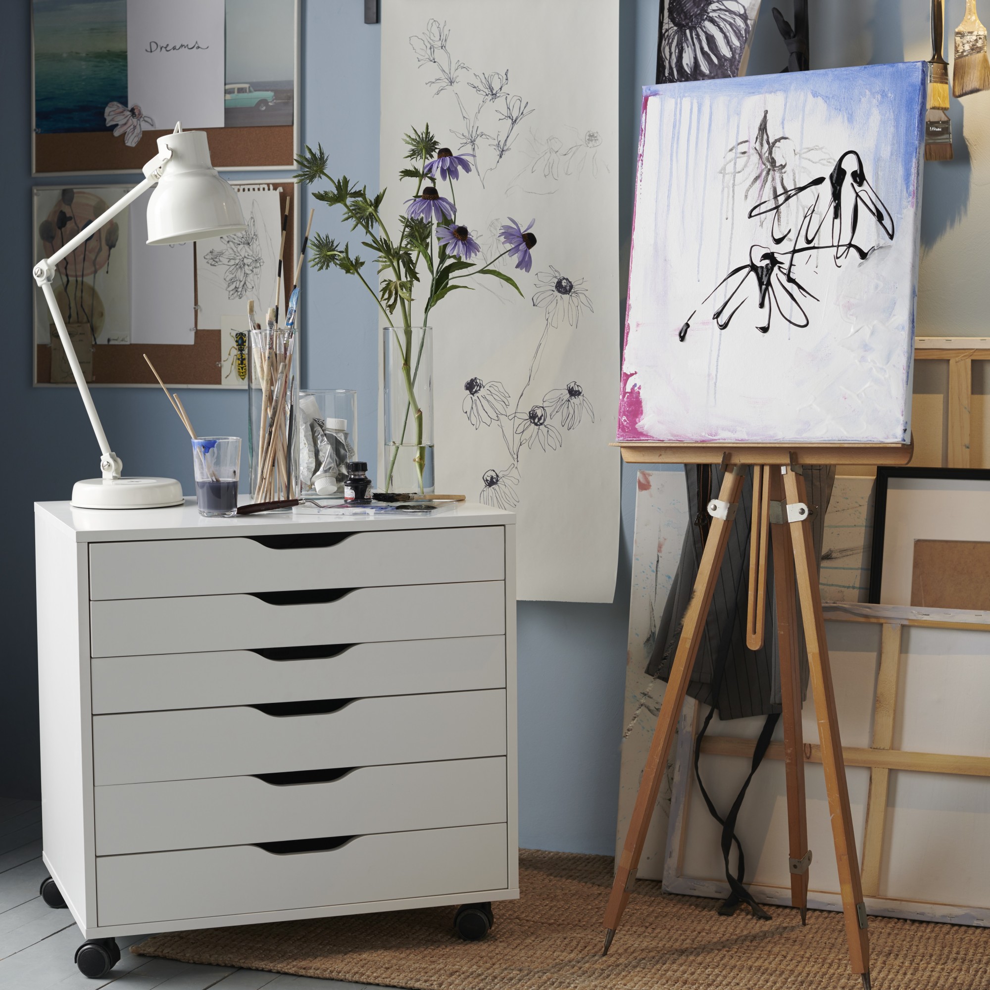 ALEX, 6-drawer filing cabinet with wheels. 3 of 8 open dialog