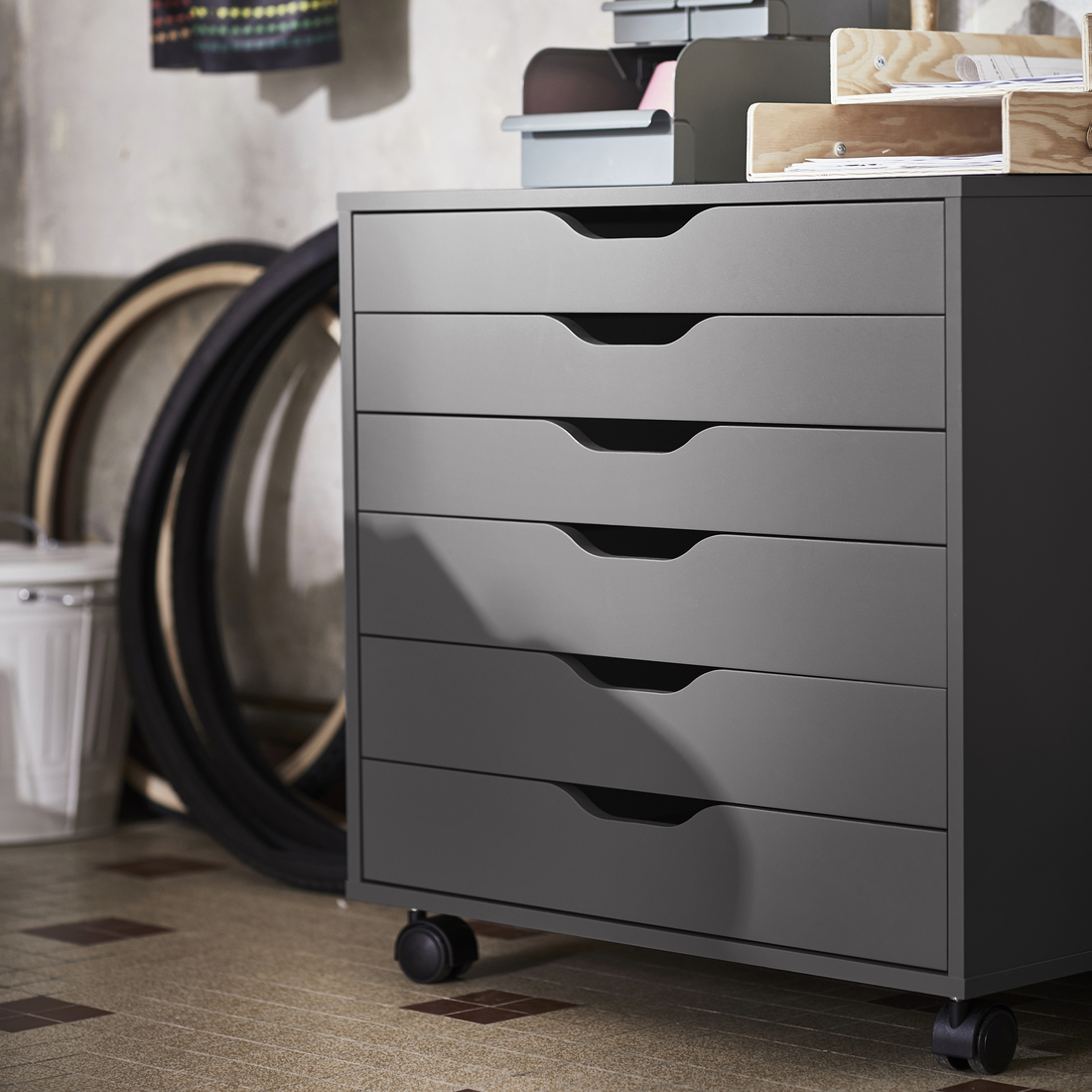 ALEX, 6-drawer filing cabinet with wheels. 3 of 9 open dialog