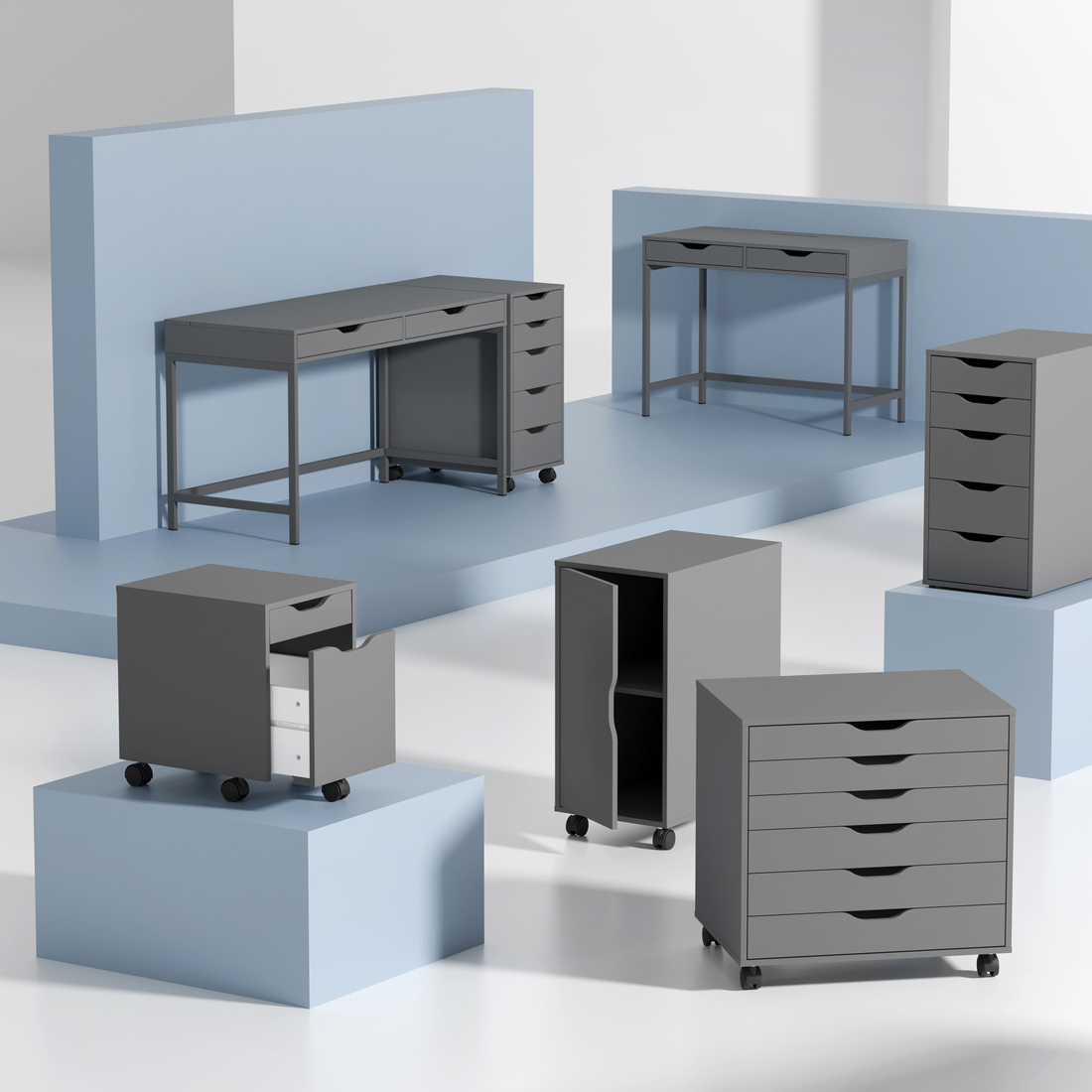 ALEX, 6-drawer filing cabinet with wheels. 6 of 9 open dialog