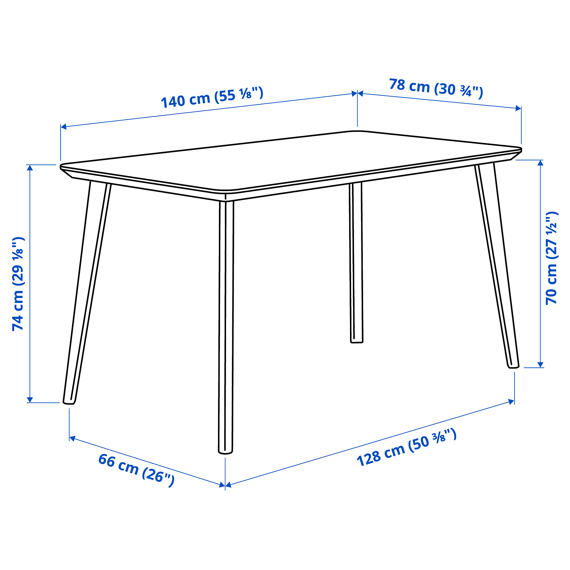 Measurement Illustration - LISABO dining table