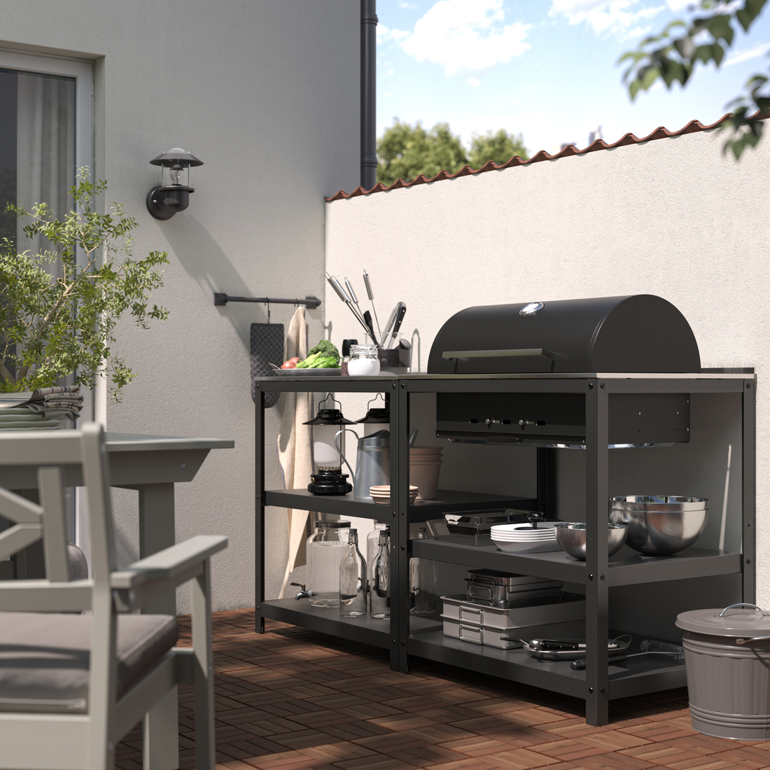 GRILLSKÄR, kitchen with charcoal barbacue. 2 of 4 open dialog