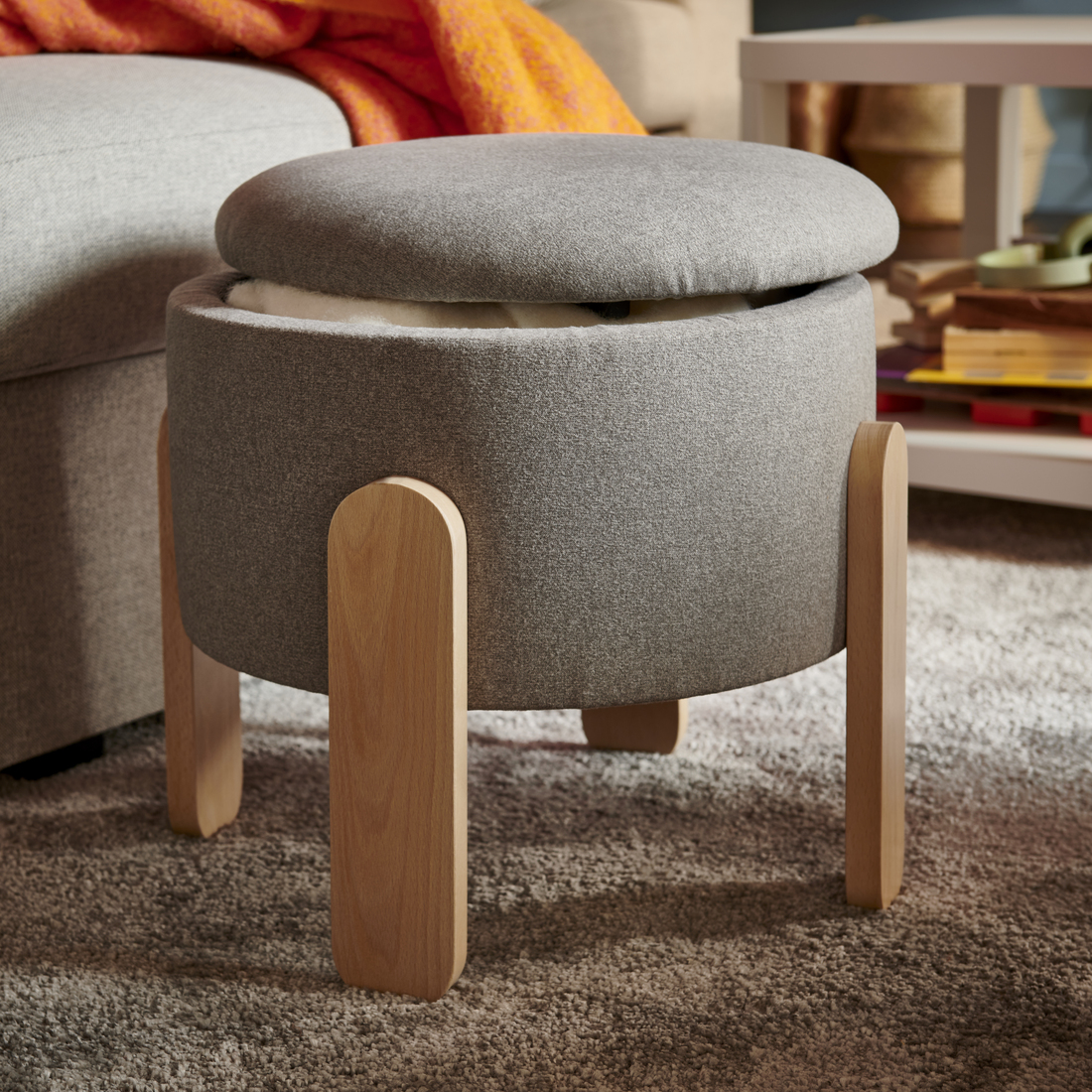 FÖRLUNDA, pouffe with storage. 6 of 8 open dialog
