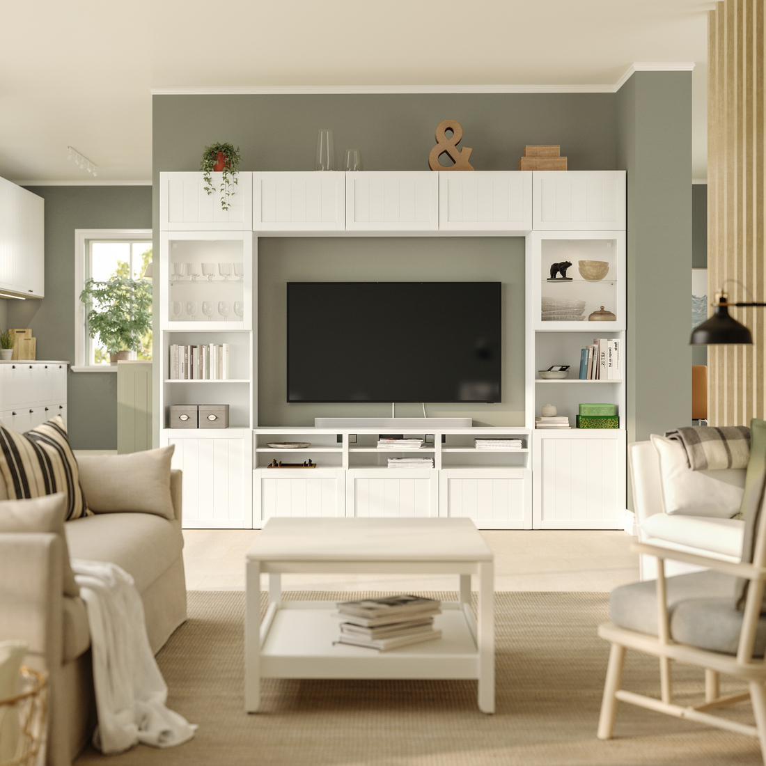 BESTÅ, mueble TV con riel para cajón con apertura a presión. 2 de 4 abrir diálogo