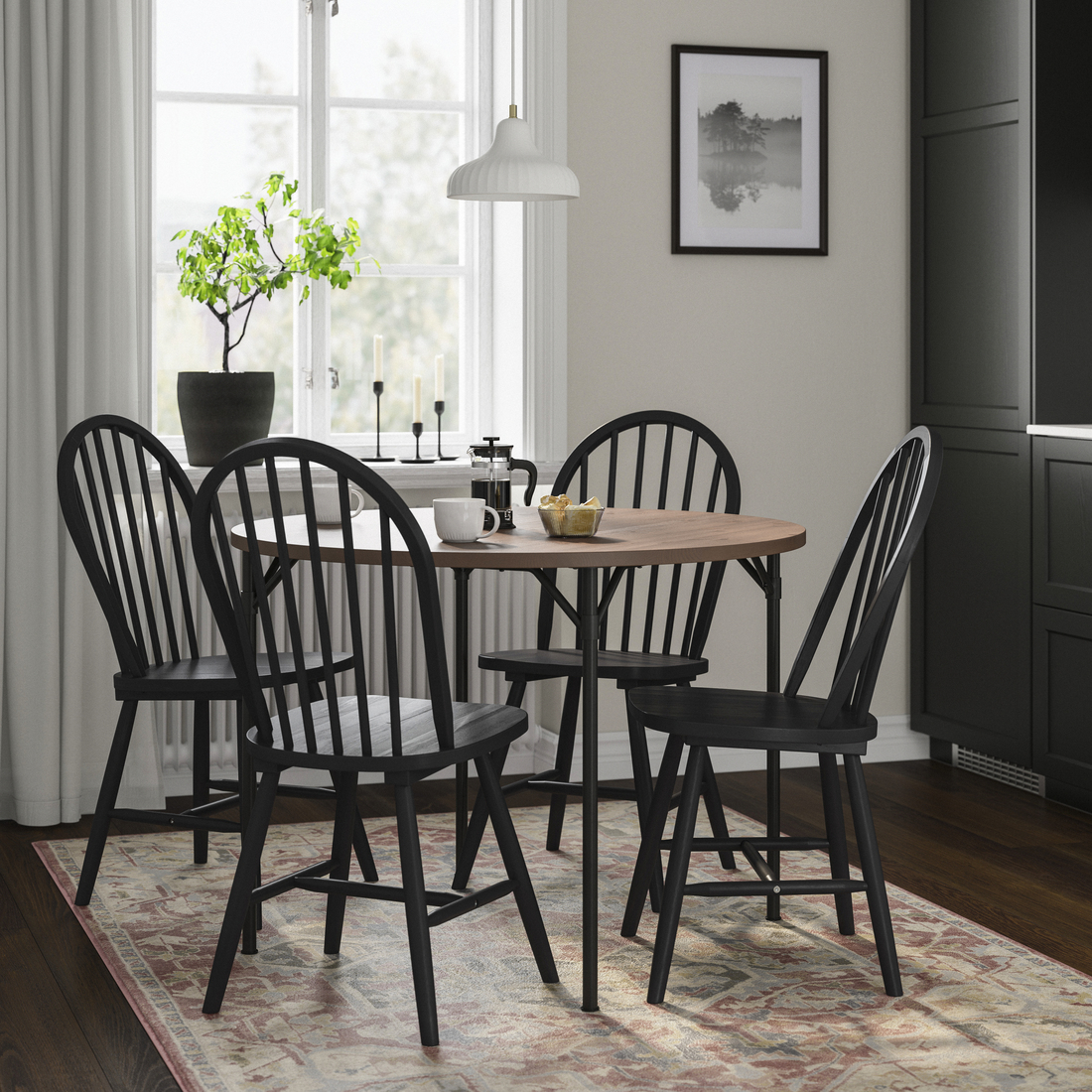 GRÖTÅN / SKOGSTA, round dining table and 4 chairs. 2 of 7 open dialog