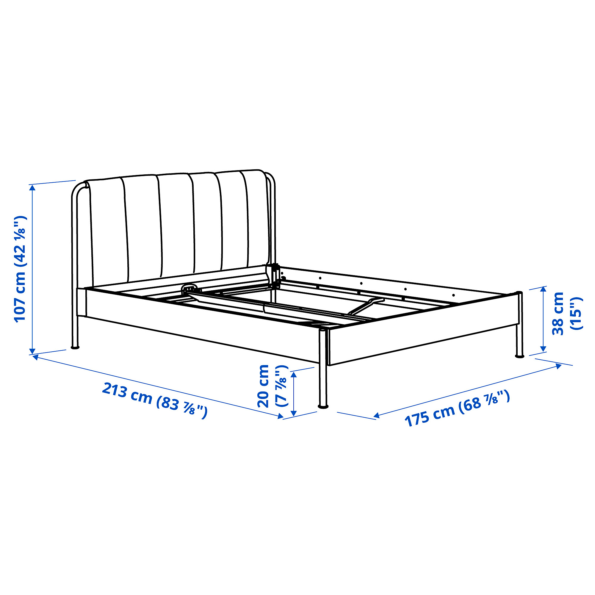 TÄLLÅSEN, estructura cama tapizada. 5 de 5 abrir diálogo