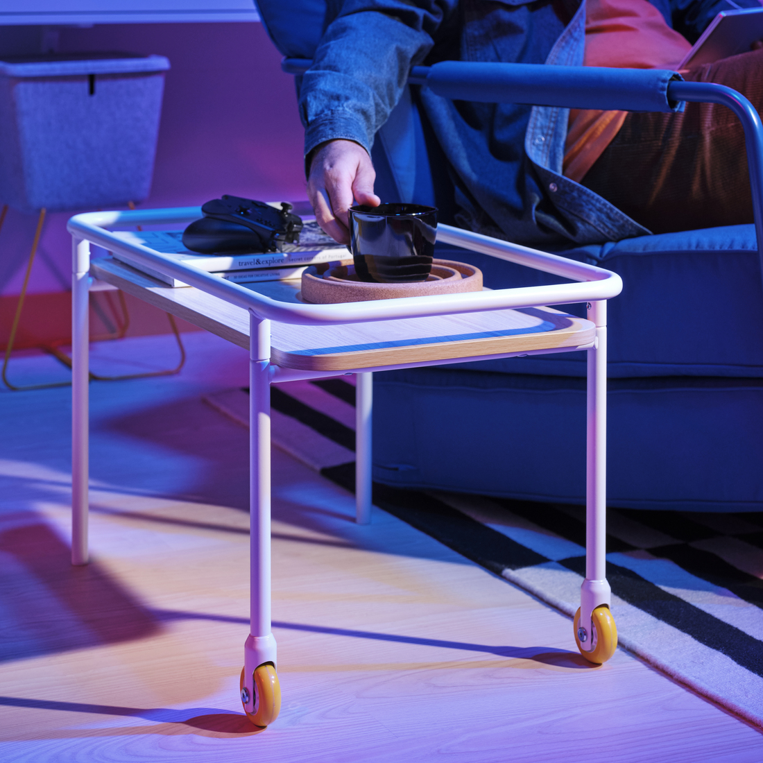 BRÄNNBOLL, side table on casters. 3 of 4 open dialog