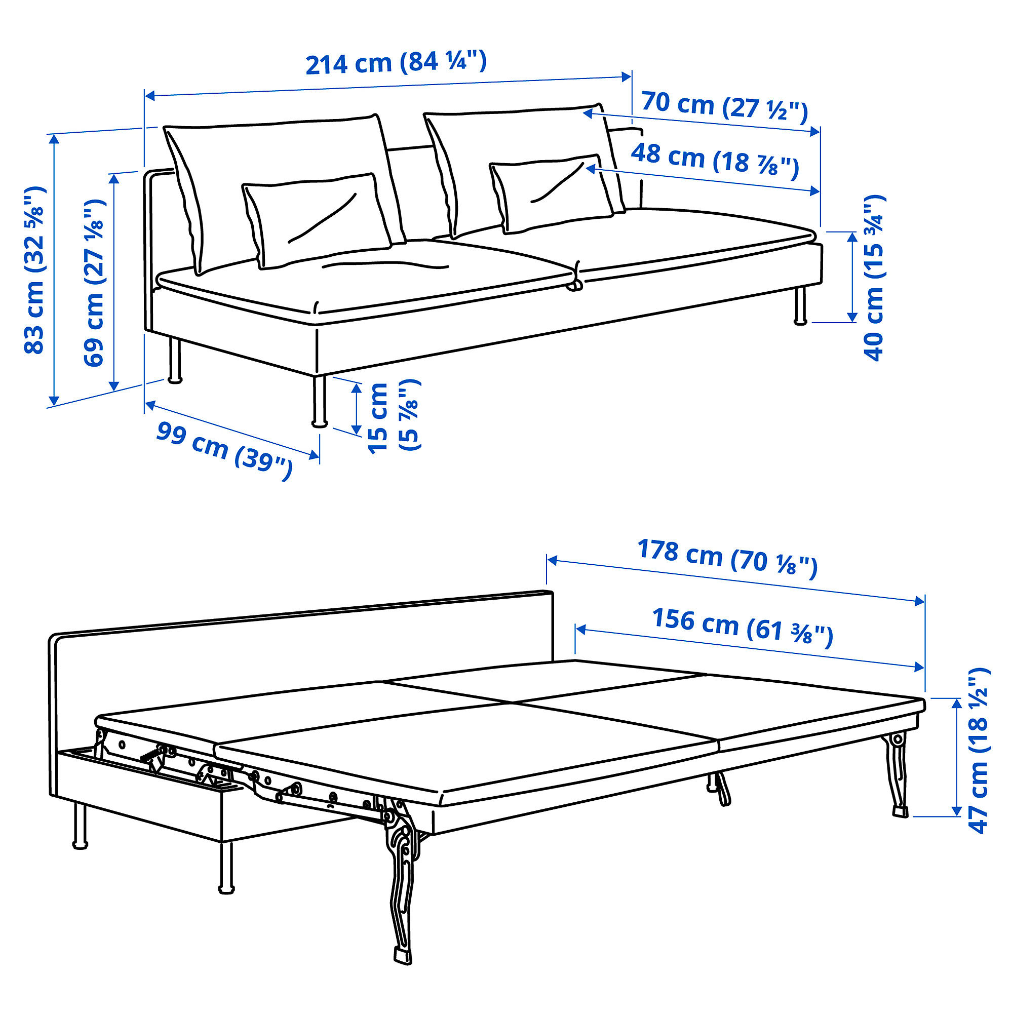 SÖDERHAMN, 3 seat sofa-bed. 3 of 3 open dialog