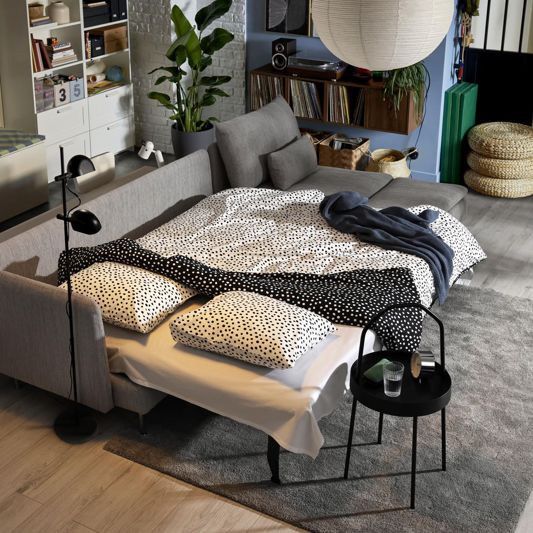 SÖDERHAMN, 4 seat sofa bed with chaise longue and open end. 3 of 7 open dialog