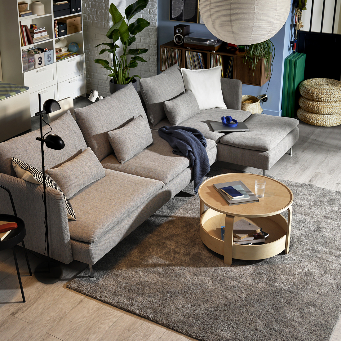 SÖDERHAMN, 4 seat sofa bed with chaise longue. 4 of 8 open dialog