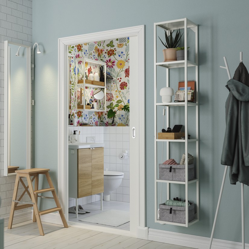 ENHET, mueble alto de baño abierto con 4 estantes. 2 de 5 abrir diálogo