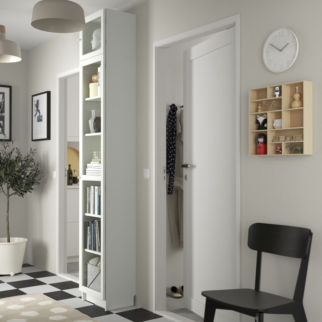 BILLY / OXBERG, bookcase with height extension unit and glass door. 2 of 6 open dialog
