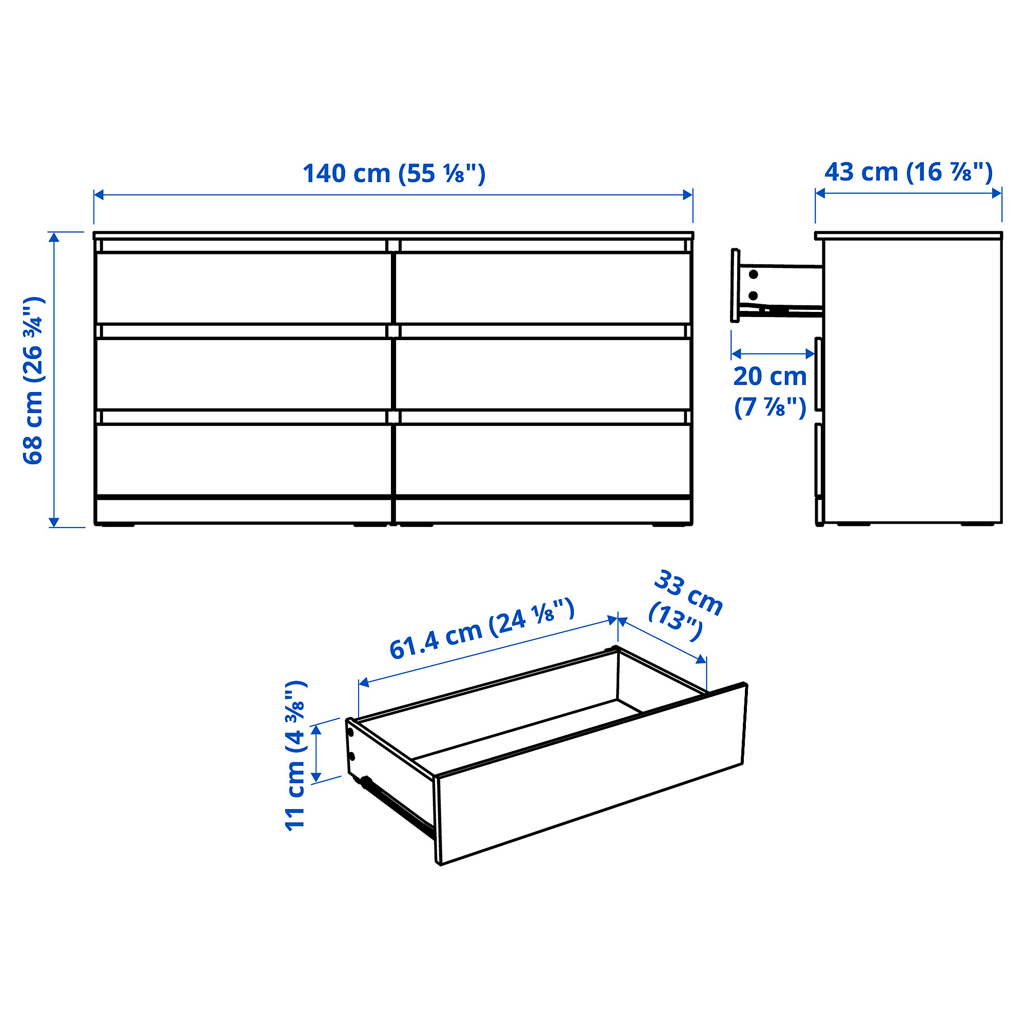 LILLBERGET, 6 drawer dresser. 9 of 9 open dialog