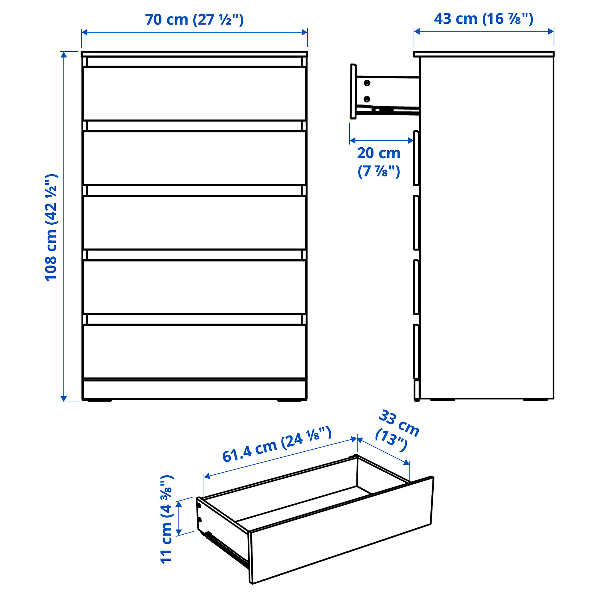LILLBERGET, 5-drawer dresser. 8 of 8 open dialog