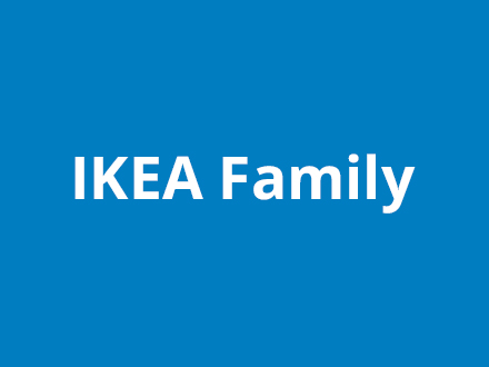 Texto IKEA Family sobre fondo azul