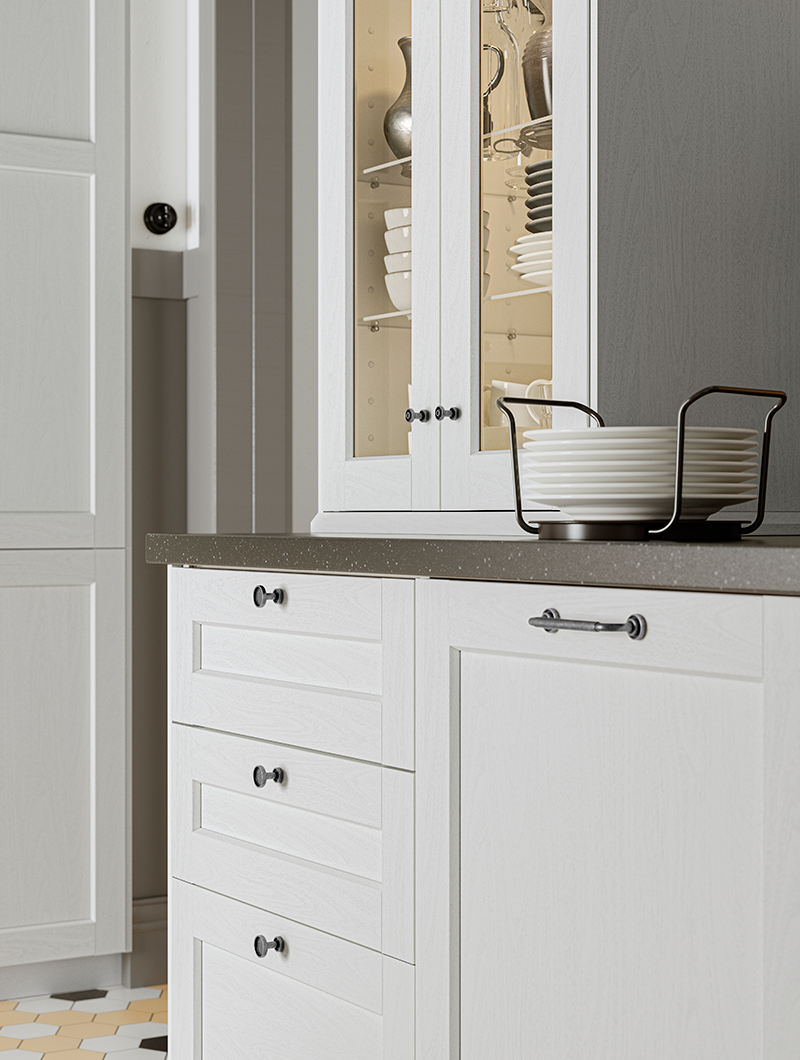 Base cabinet with shelves