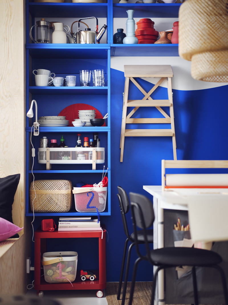 blue storage combination is practical for storing tableware