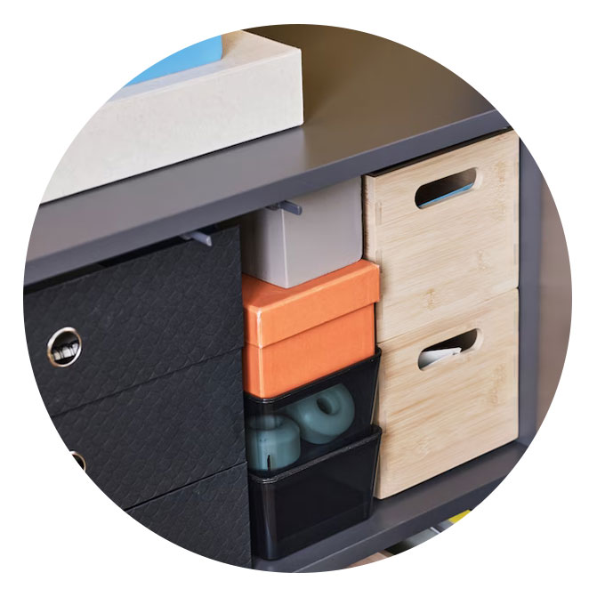 Desk and boxes