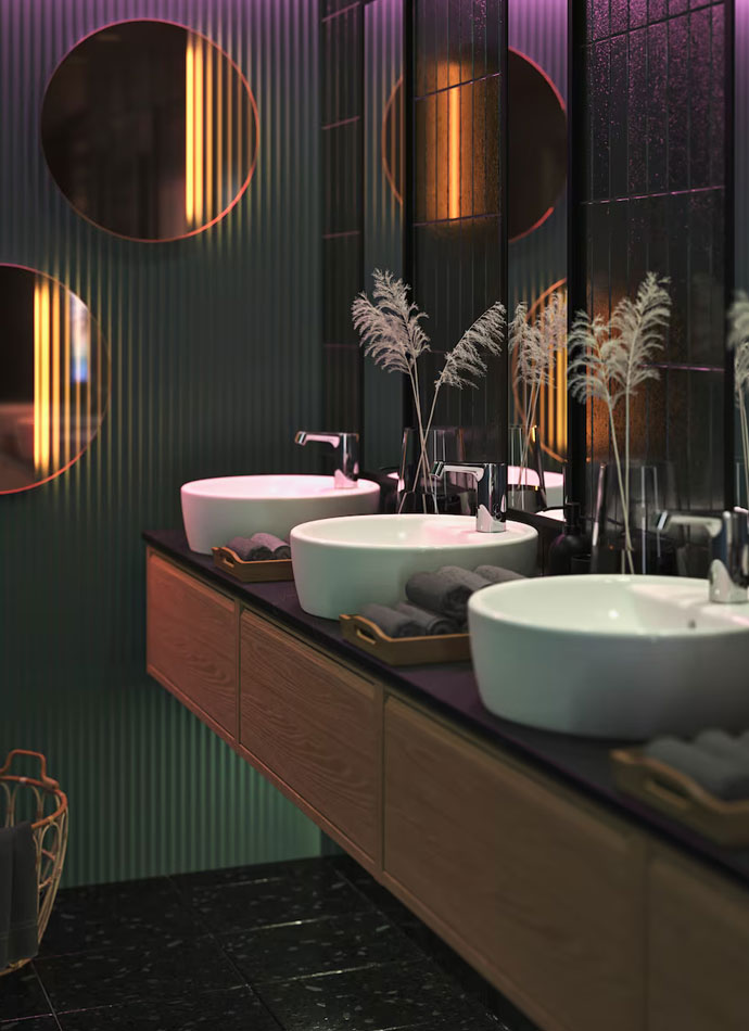 Baño moderno con espejos