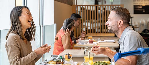 Enjoy a relaxed meal with friends at the IKEA restaurant, filled with light and friendly conversations.