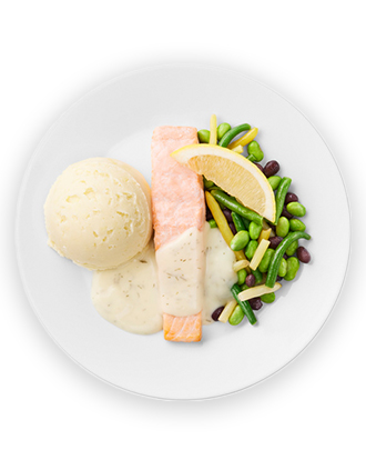 Plato de salmón con habas