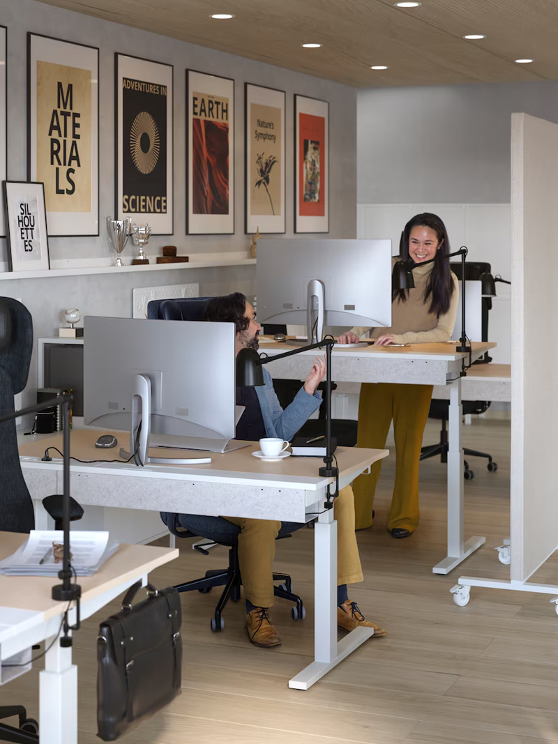 Frames and desks on the office