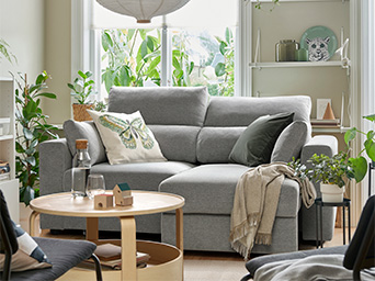 ESKILSTUNA sofá 2 plazas con chaiselongue, Tallmyra blanco / negro
