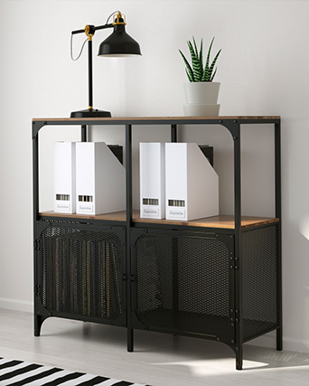 Shelf unit with doors and files