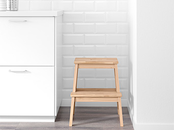 Step stool in a corner of the kitchen.