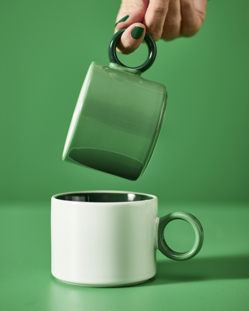 Tazón, blanco/verde