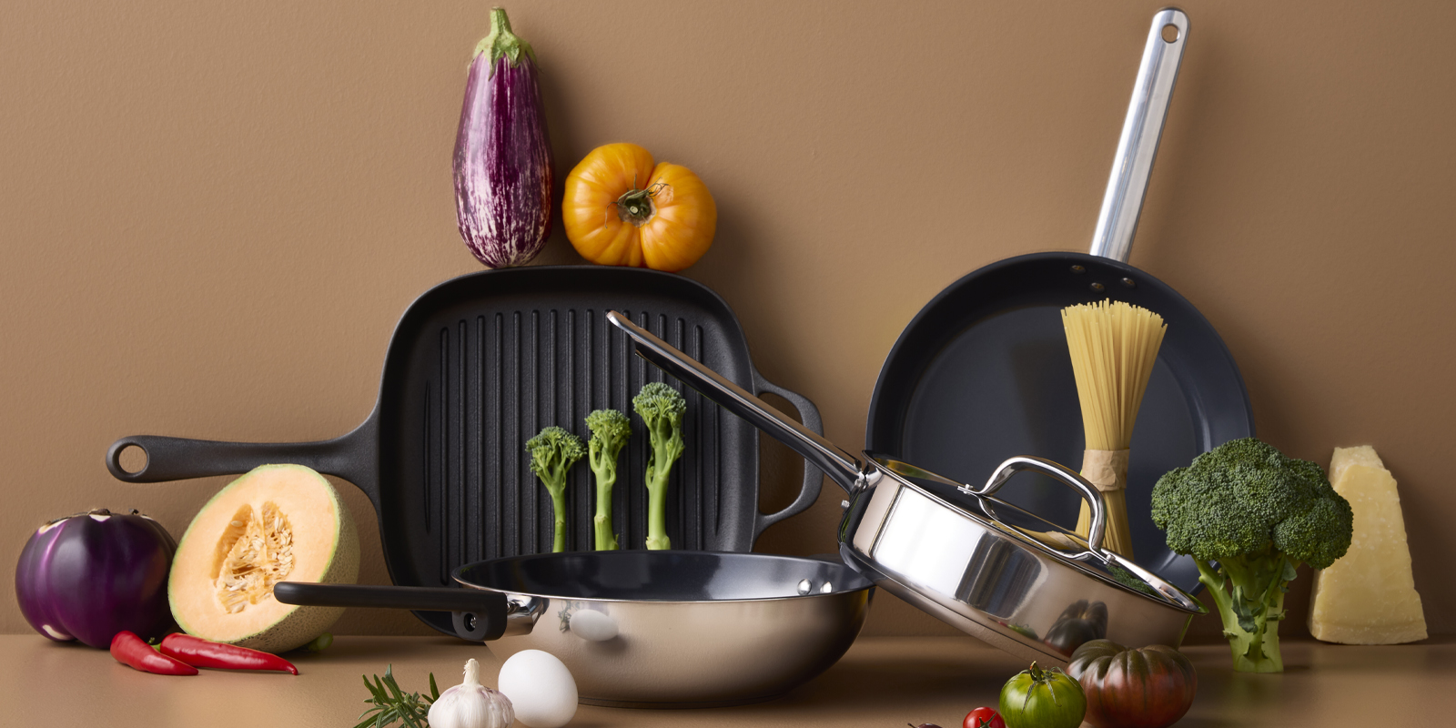 HEMKOMST Frying pan, MIDDAGSMAT Wok and IKEA 365+ Sauté pan