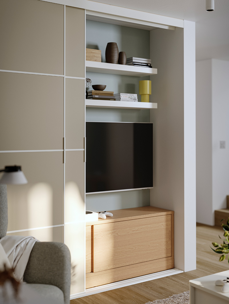 SKYTTA sliding doors and TONSTAD Tv unit